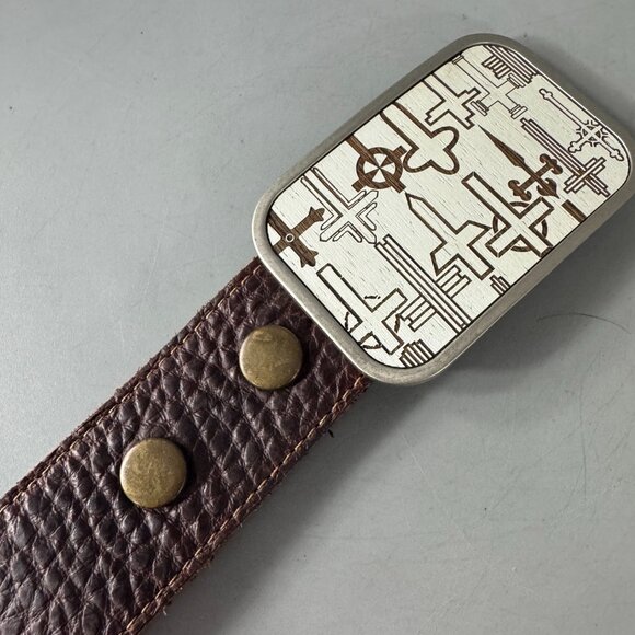 Buckle-Down Buckle Brown Leather Belt - Picture 11 of 13